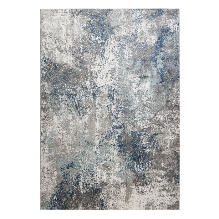 9' x 13' Abstract Power Loom Area Rug - Ivory Blue And Gray