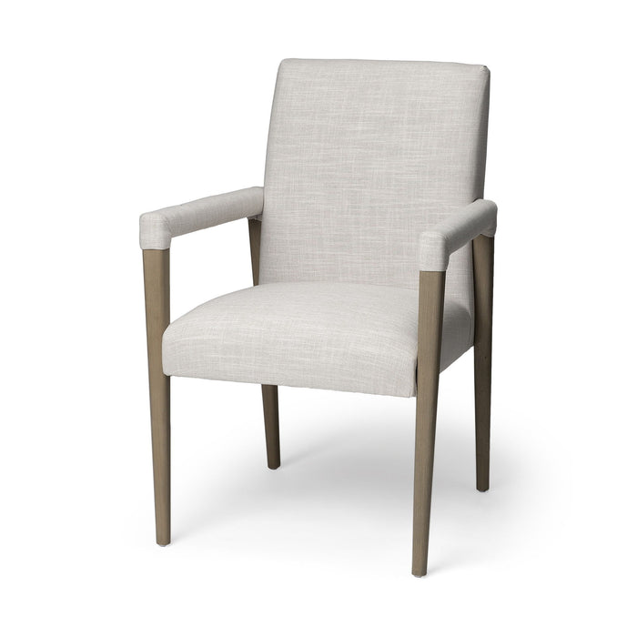 Upholstered Fabric King Louis Back Dining Arm Chair - Cream