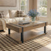 Signature Design by Ashley Jorannti living room end table with a sleek wooden top and metal legs, modern and functional for living rooms.
