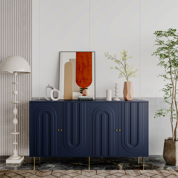 Giga modern lacquered 4-door sideboard cabinet with sleek finish, ideal for living room, entryway, hallway, or dining room storage
