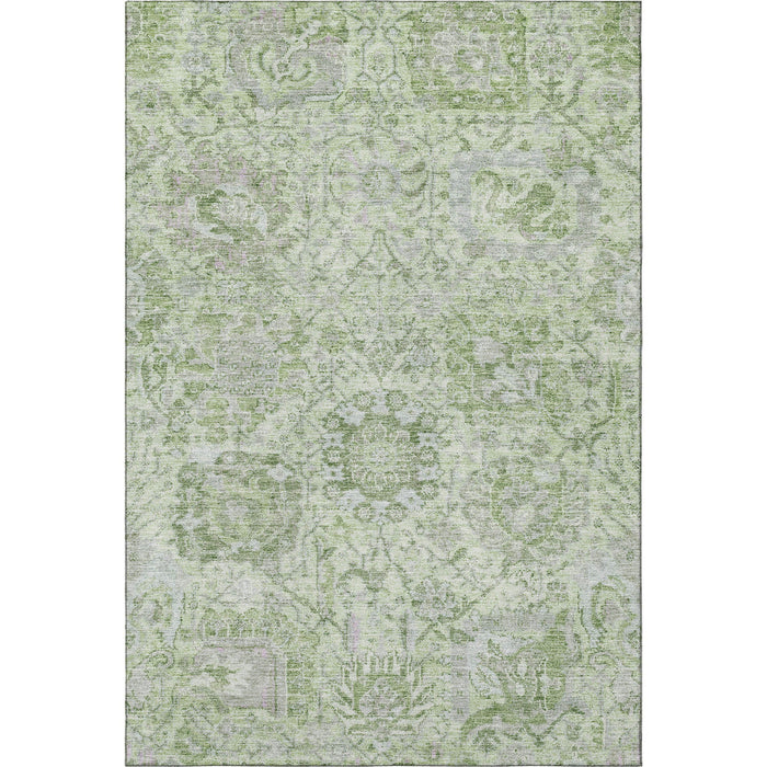 10' X 14' Damask Washable Area Rug With UV Protection (684334) - Mint Green / Gray / Ivory