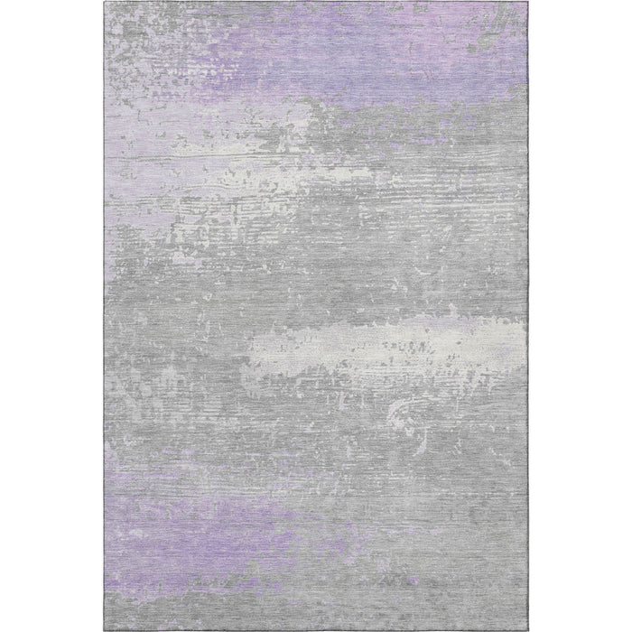 10' X 14' Abstract Washable Area Rug With UV Protection (701093) - Lavender / Ivory