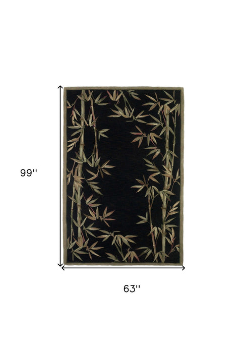 5' x 8' Wool Area Rug - Black