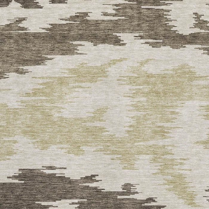 9' X 12' Abstract Washable Area Rug With UV Protection - Chocolate And Taupe
