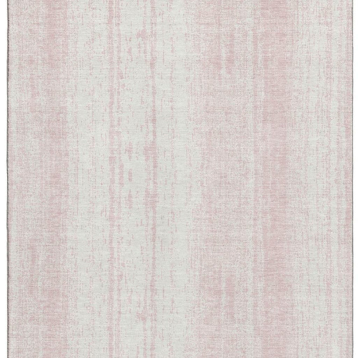 10' X 14' Striped Washable Area Rug With UV Protection (668355) - Pink / Ivory