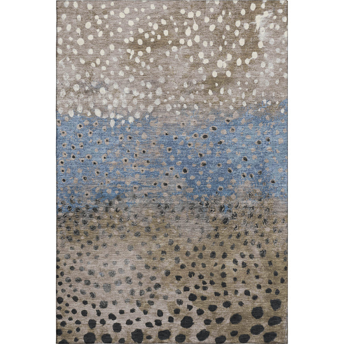10' X 14' Polka Dot Washable Area Rug With UV Protection (693258) - Khaki / Blue / Ivory