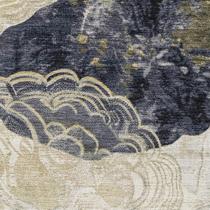 10' X 14' Geometric Washable Area Rug With UV Protection (697200) - Ivory / Tan / Charcoal