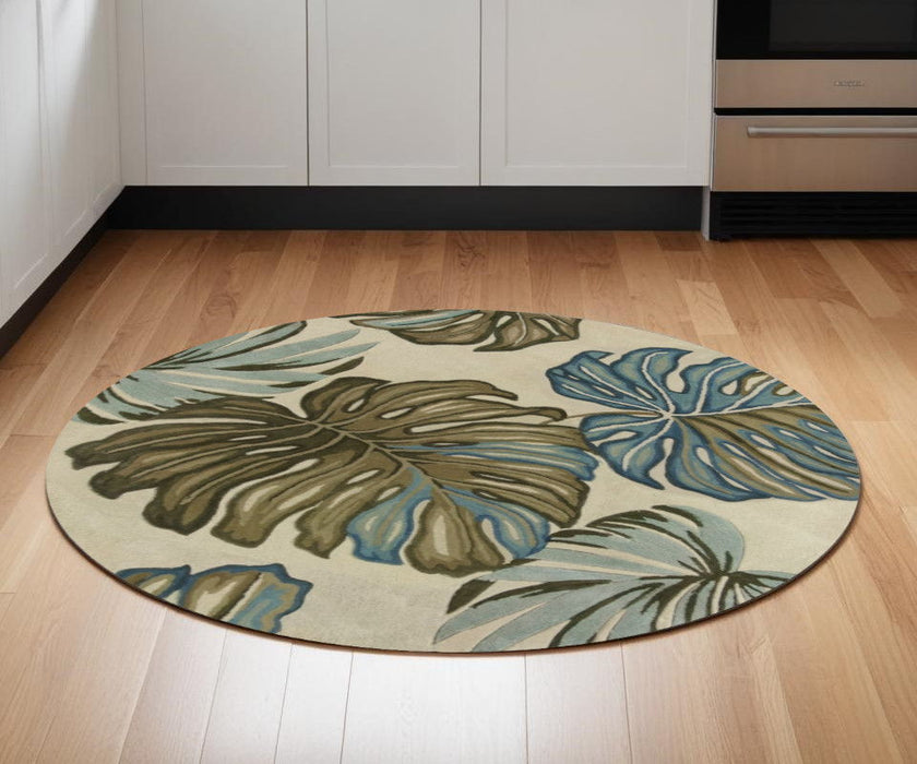 5' Round Wool Hand Tufted Area Rug - Ivory