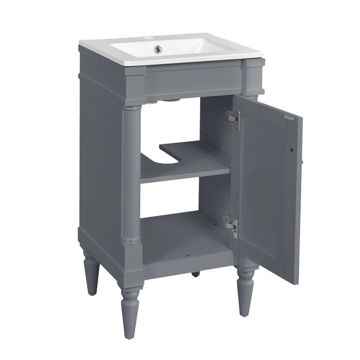 Giga bathroom vanity with integrated sink, storage cabinet with door, compact freestanding design in a modern drop-in style