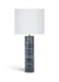 Meridian Furniture Titan textured fabric table lamp with a modern design, featuring a cylindrical base and fabric shade.
