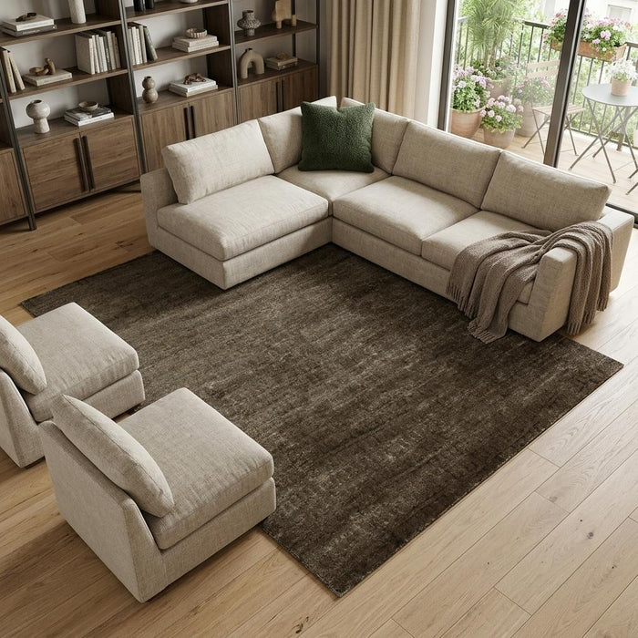 9' X 12' Abstract Hand Knotted Area Rug (744359) - Brown / Black
