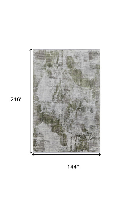12' X 18' Ikat Power Loom Area Rug With Fringe - Gray