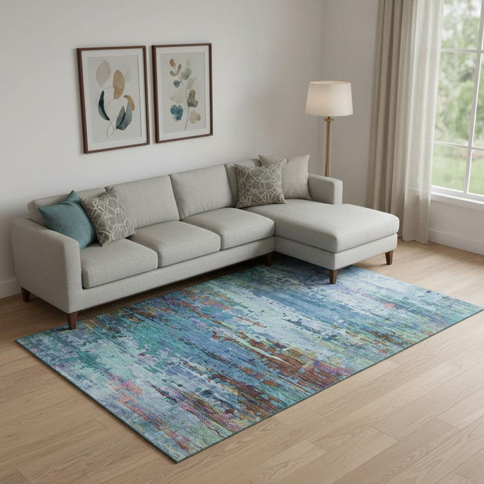 10' X 14' Abstract Washable Area Rug With UV Protection (715441) - Blue / Purple
