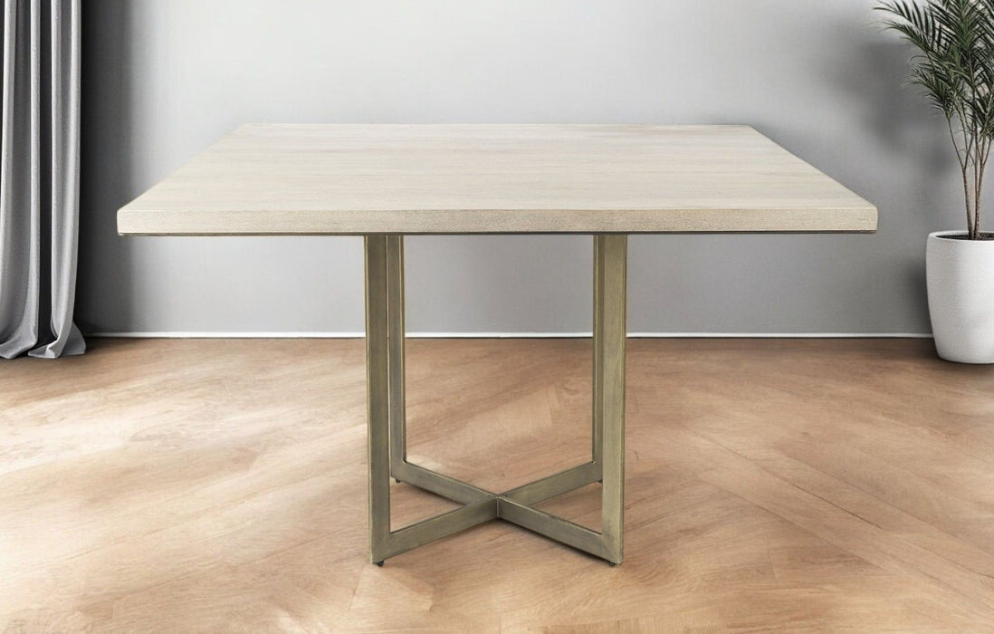 Modern Square Wood And Dining Table - Off White