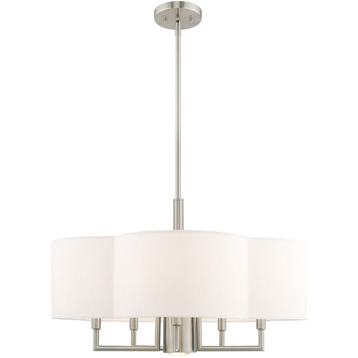 18" Six Light Dimmable Chandelier With Shades - Nickel
