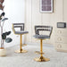 Set of two Giga modern bar stools with soft cushions, iron tube legs, and comfortable backrests for stylish seating.