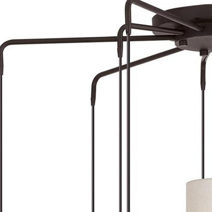 Nine-light metal chandelier with bronze finish and cream shades, dimmable HomeRoots chandelier for elegant lighting.