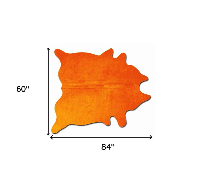 60" x 84" Cowhide Area Rug - Orange