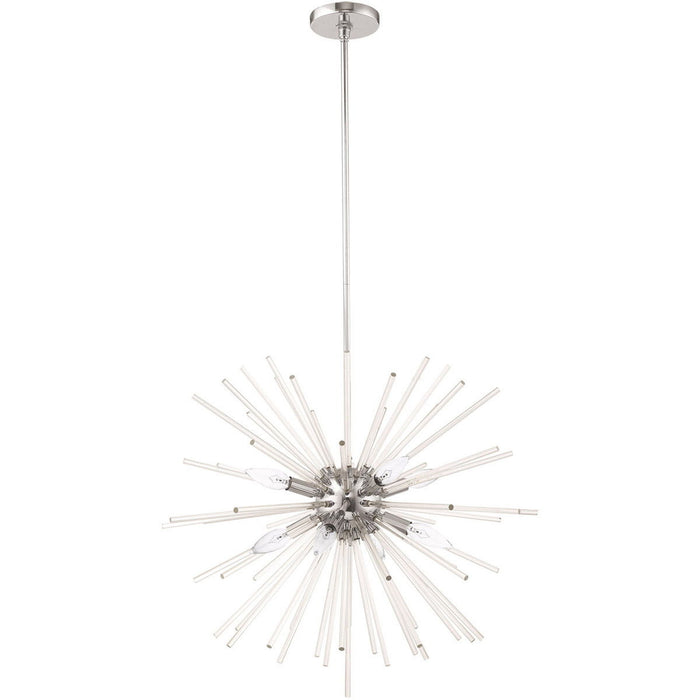 30" Eight Light Dimmable Chandelier With Shades - Silver