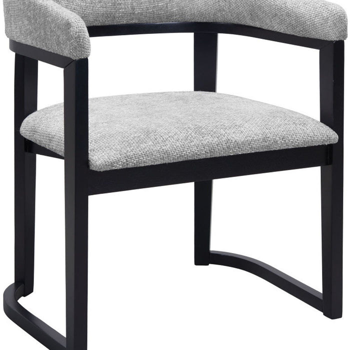 Upholstered Fabric Open Back Dining Arm Chair - Gray / Black
