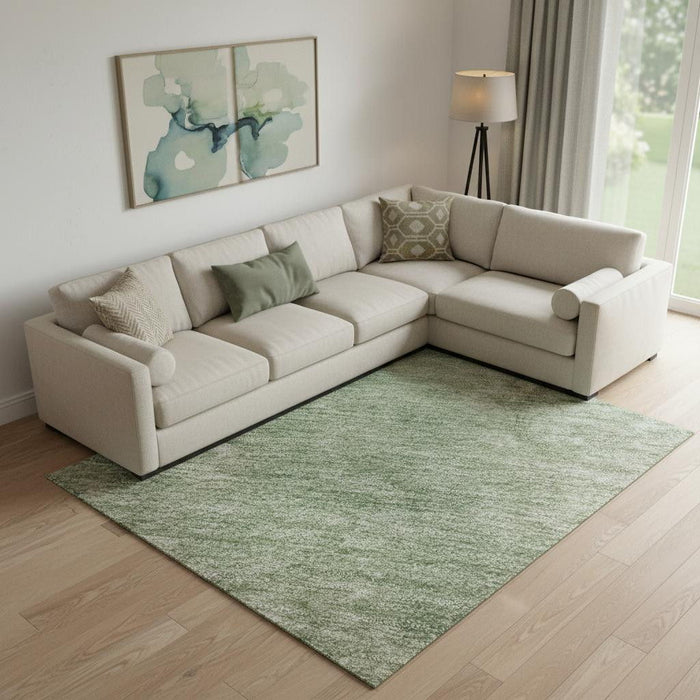 10' X 14' Abstract Washable Area Rug With UV Protection (697878) - Artichoke Green / Eggplant