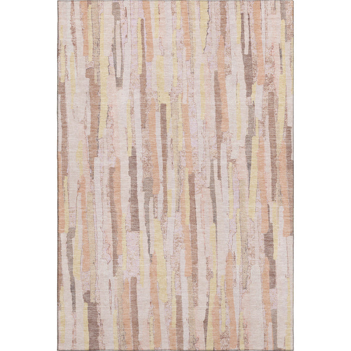 10' X 14' Striped Washable Area Rug With UV Protection (692952) - Pink / Yellow / Peach