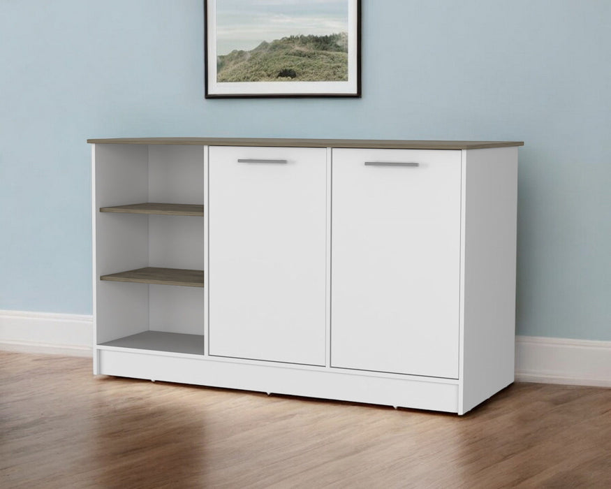 59" Island For Kitchen With Storage - Brown / White