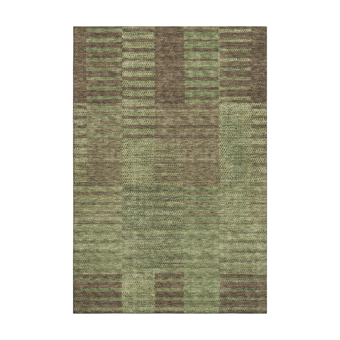 10' X 14' Striped Washable Area Rug With UV Protection (675672) - Coffee / Green