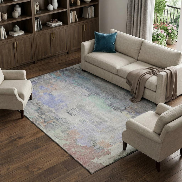 10' X 14' Abstract Washable Area Rug With UV Protection (692142) - Purple / Blue / Gray