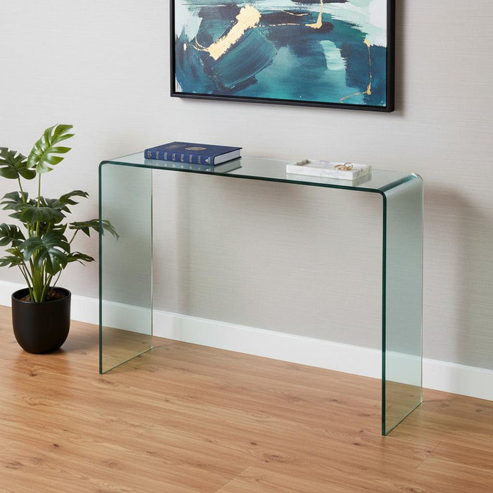 Glass Block Console Table - Clear