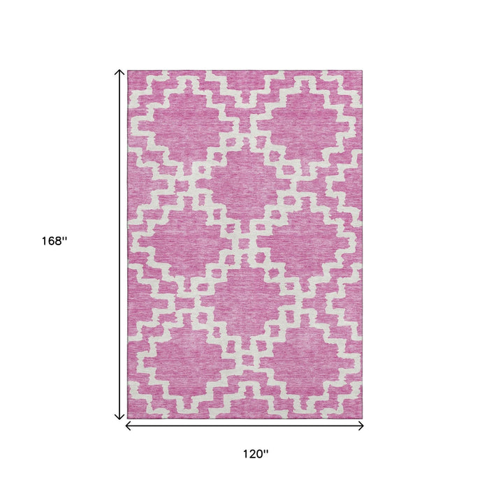 10' X 14' Abstract Geometric Washable Area Rug With UV Protection (671696) - Blush / Ivory