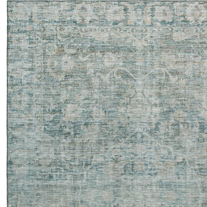 10' X 14' Oriental Washable Area Rug With UV Protection (699927) - Teal / Beige
