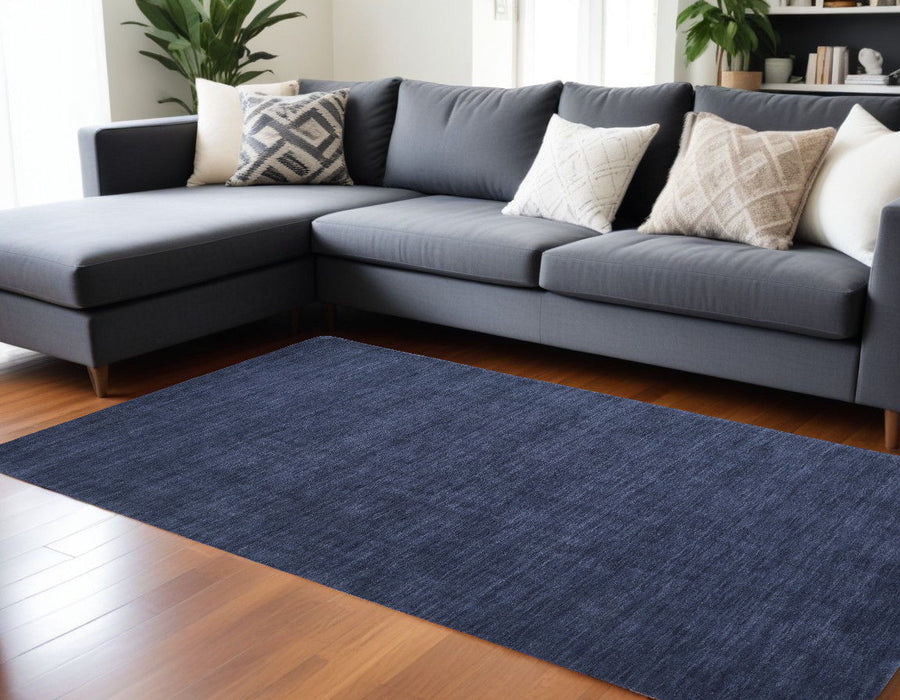 8' x 11' Wool Hand Woven Area Rug - Blue