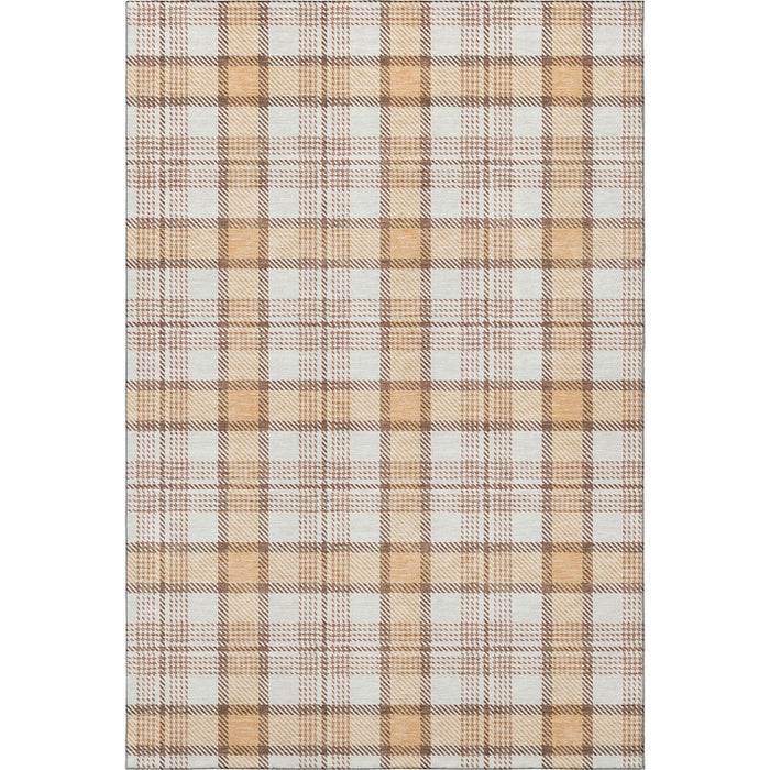 10' X 14' Plaid Washable Area Rug With UV Protection (682499) - Peach / Ivory / Brown