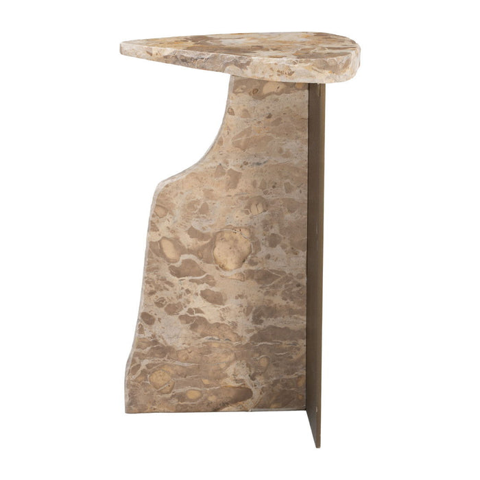 24" Marble Pedestal End Table - Beige