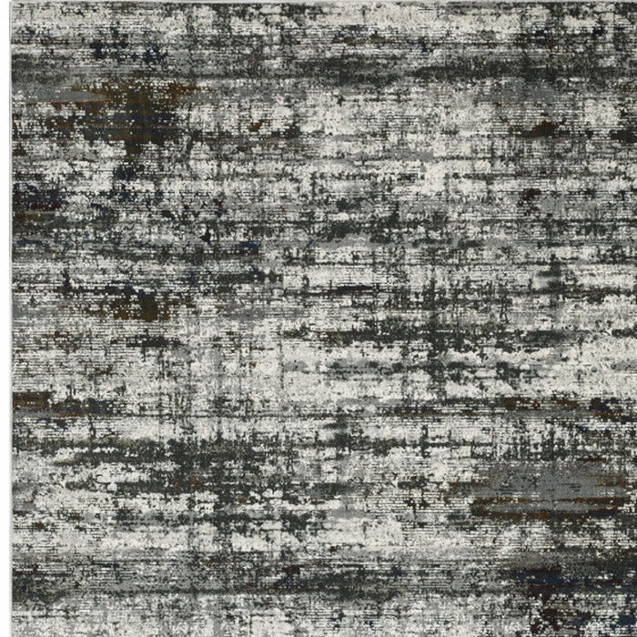 8' x 11' Abstract Power Loom Stain Resistant Area Rug - Ivory Charcoal Gray Blue Rust And Brown