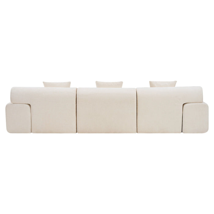Chenille Modular Sofa Chaise With Ottoman Toss Pillows (725195) - Beige