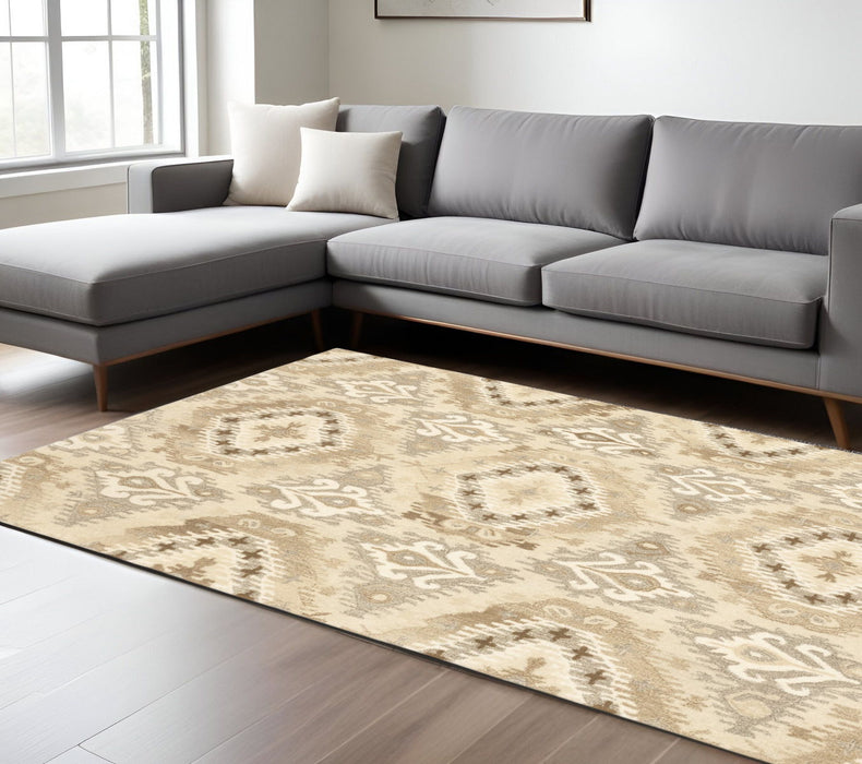 10' X 8' Wool Abstract Hand Tufted Area Rug - Beige And Ivory