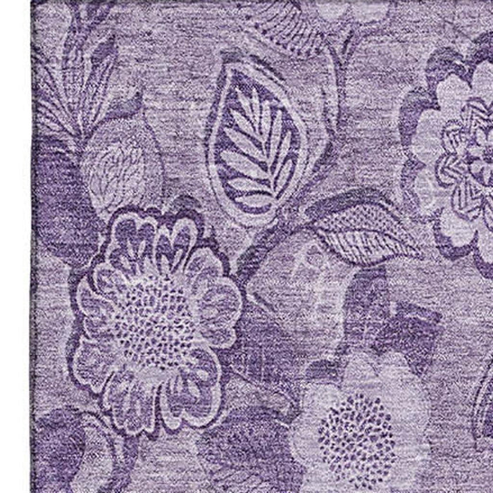 10' X 14' Floral Washable Area Rug With UV Protection (708802) - Plum / Purple