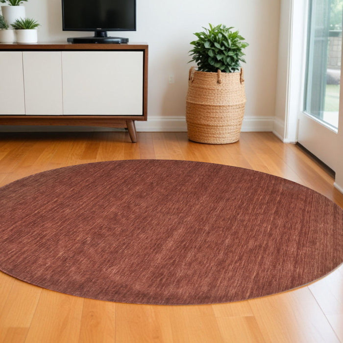 10' Round Wool Hand Woven Area Rug - Orange And Red