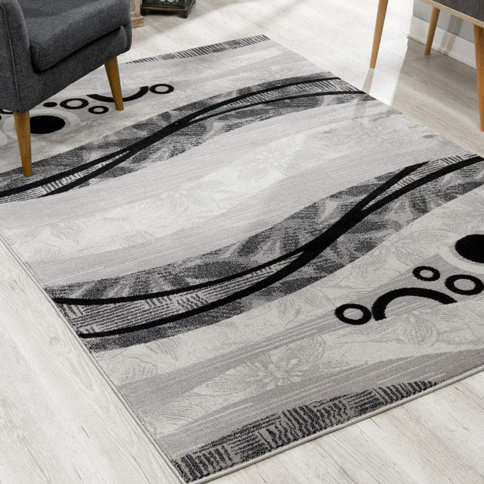 7.8' x 10.8' Abstract Dhurrie Polypropylene Area Rug - Gray