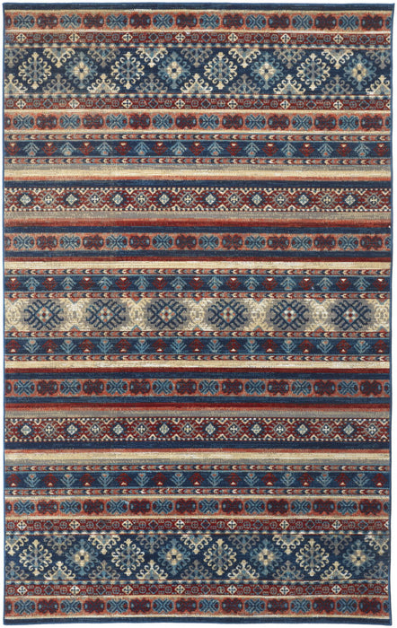 13' x 15' Geometric Power Loom Distressed Area Rug - Blue Gray