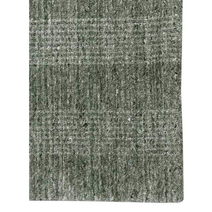 9' X 12' Wool Plaid Hand Woven Area Rug - Green