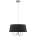 HomeRoots 20-inch nickel and pearl silver four-light dimmable chandelier with shades, showcasing elegant design and modern style.
