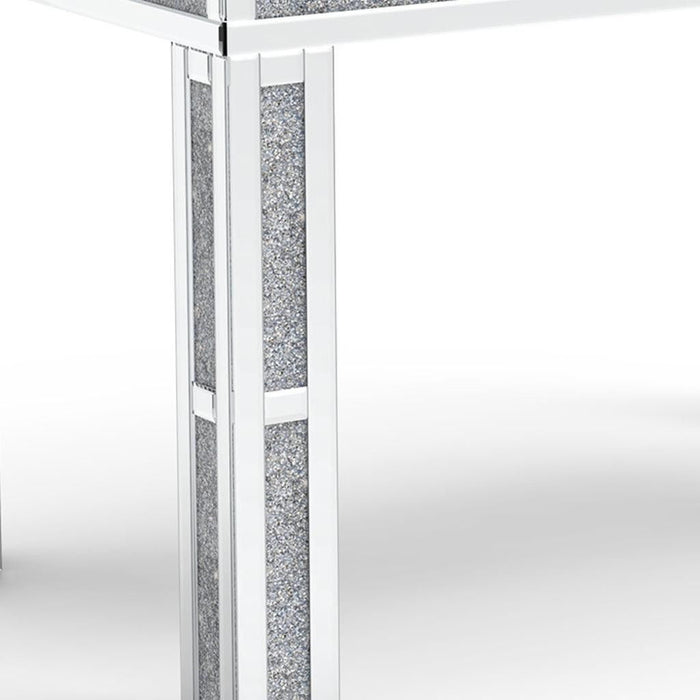 31" Mirrored Glass And Faux Crystal Dining Table - Silver