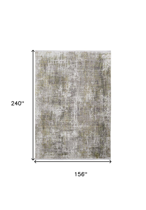 13' x 20' Abstract Power Loom Distressed Area Rug - Gray And Ivory