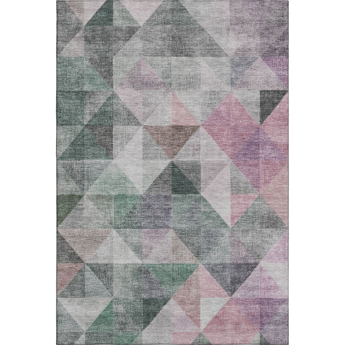 10' X 14' Geometric Washable Area Rug With UV Protection (710729) - Blush / Green / Ivory
