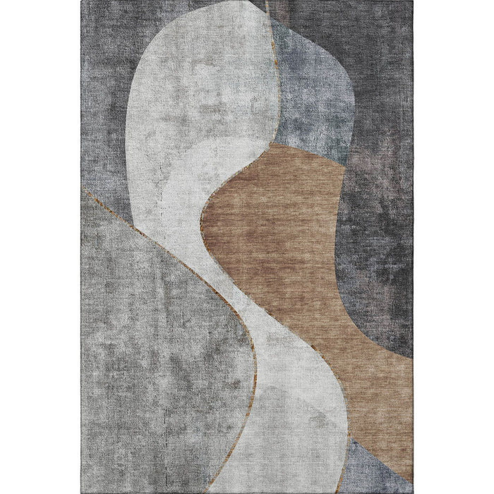 10' X 14' Abstract Washable Area Rug With UV Protection (653170) - Gray / Brown / Ivory