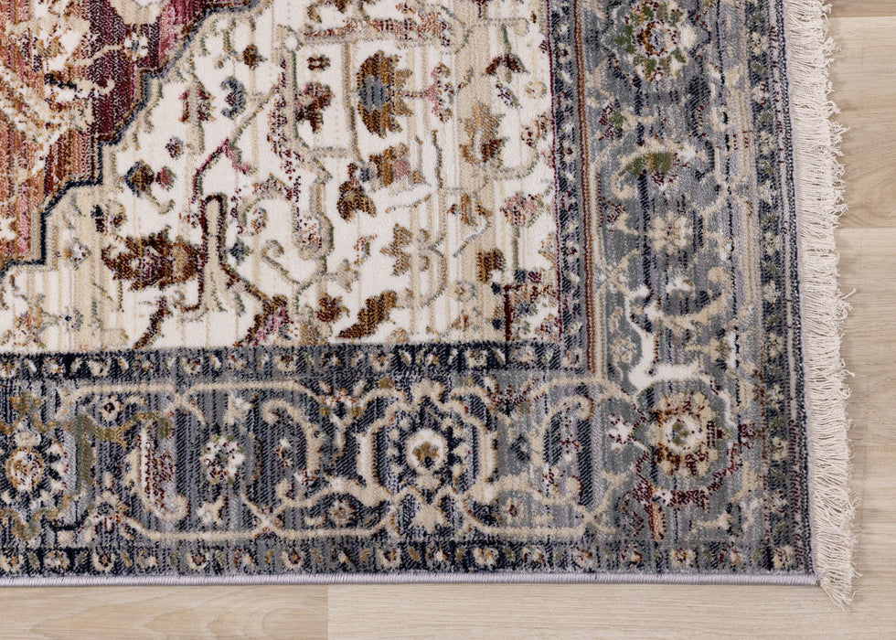8' X 10' Medallion Area Rug (660172) - Pink / Cream / Gray