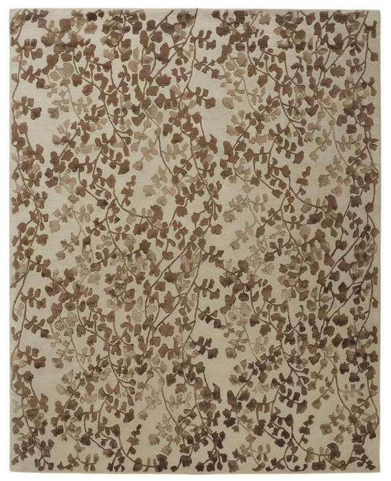 10' x 14' Floral Hand Tufted Area Rug - Taupe And Brown